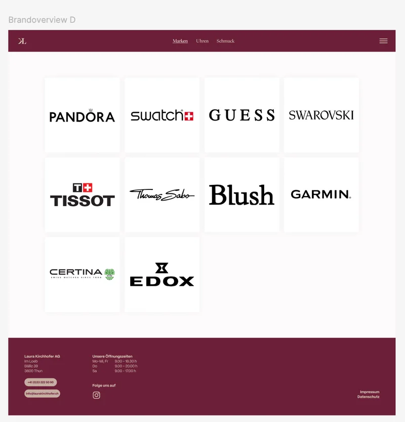 Laura-Kirchhofer-Brandwelt mit Pandora, Swatch, Guess, Swarovski, Tissot und weiteren Premium-Marken