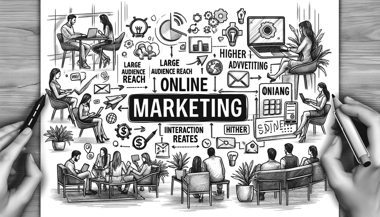 Illustration Online-Marketing und 4C-Modell